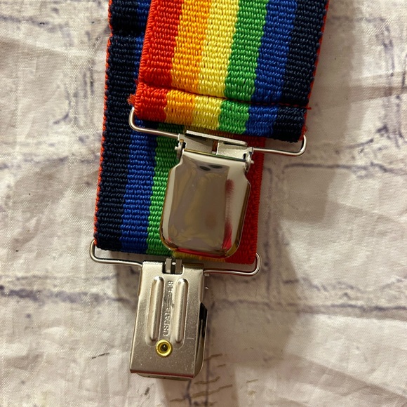 HOLDUP SUSPENDER COMPANY RAINBOW DESIGN ADJUSTABLE MULTI COLORED SUSPENDERS O/S - Picture 3 of 5